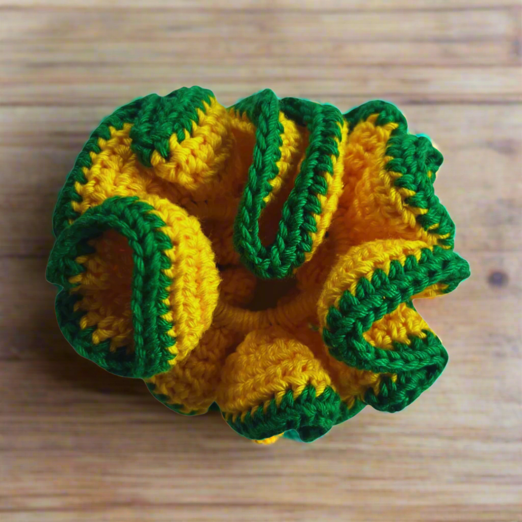 Scrunchie de crochê Amarelo & Verde