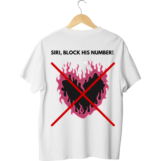 Camiseta Oversized Siri Block His Number