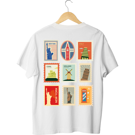 Camiseta Oversized Cartão Postal Países