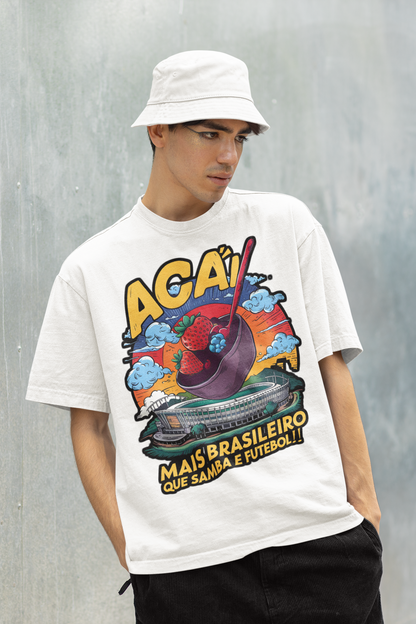 Camiseta Oversized de Açaí - Mais Brasileiro que Samba e Futebol!