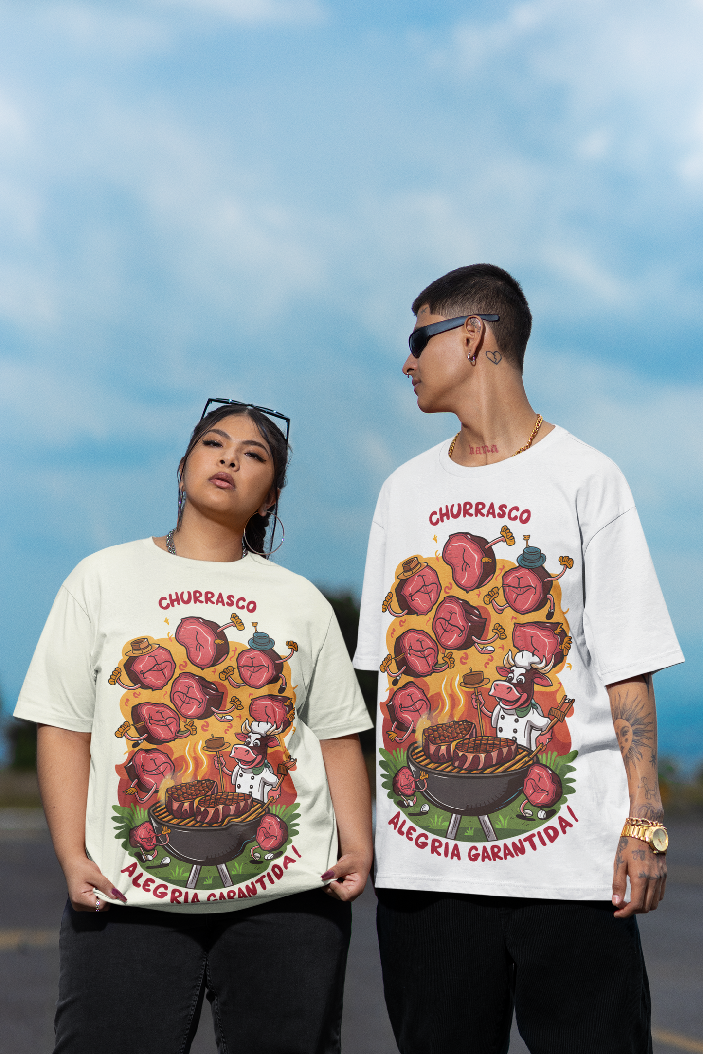 Camiseta Oversized Churrasco Alegria Garantida