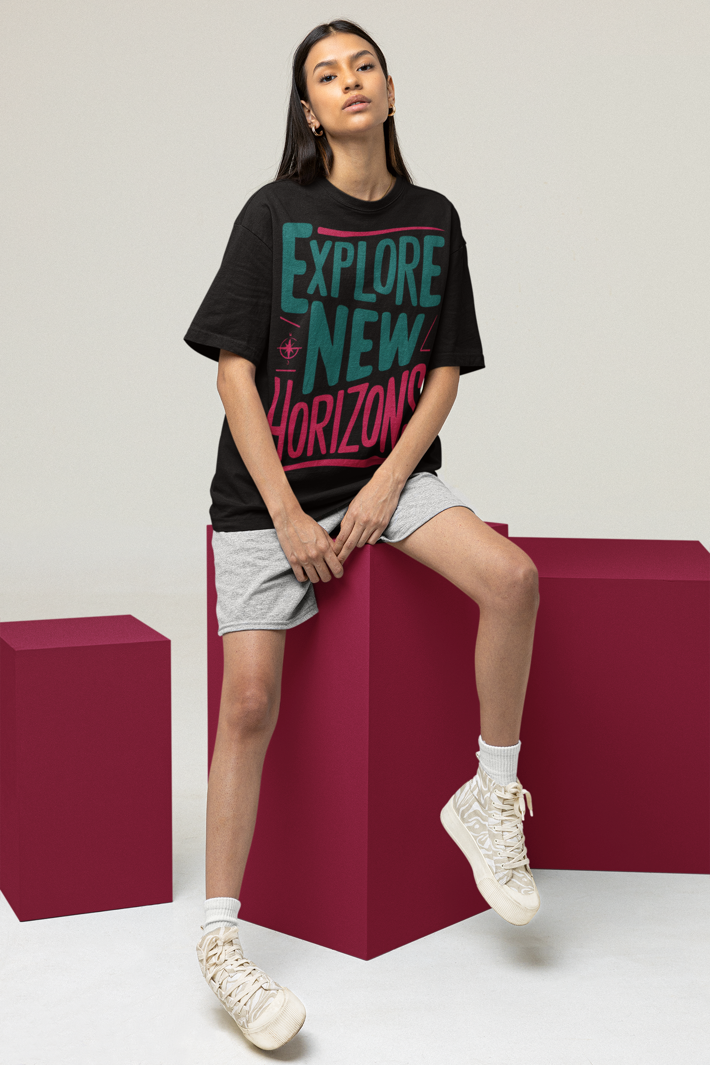 Camiseta Oversized Explore New Horizons